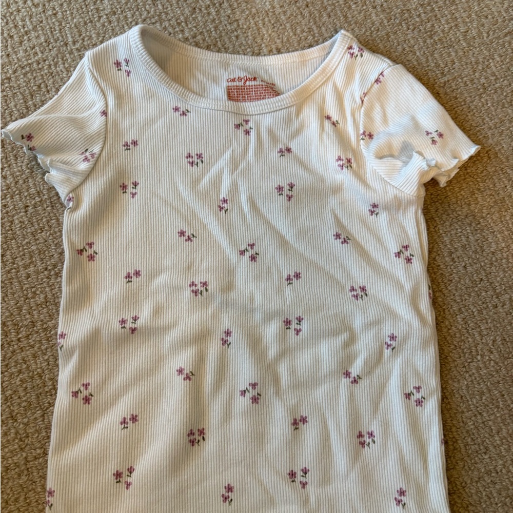 Cat & Jack White Tee with Pink Floral Pattern